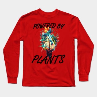 Light up your wardrobe with our 'Powered by Plants' tee! Featuring a vibrant illustration of plants and a powerful message for the vegan community Long Sleeve T-Shirt